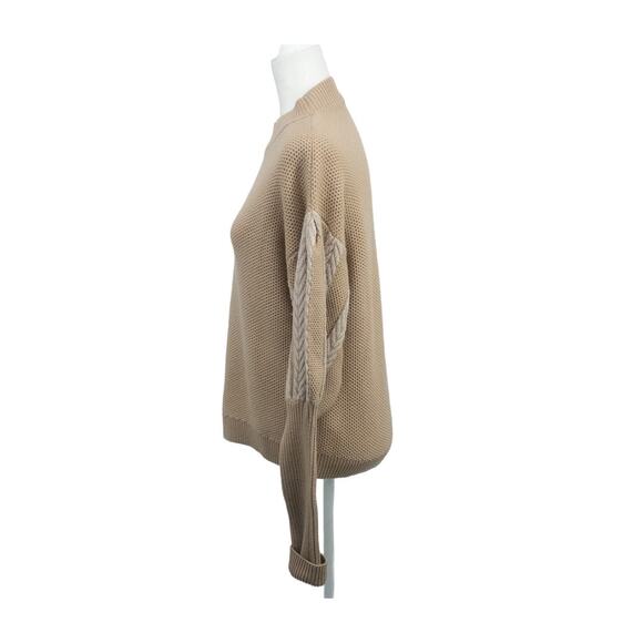 Jonathan Simkhai Wool Sweater M Beige Balloon Sleeve Knit Quiet Luxury - Picture 2 of 11